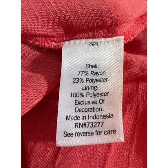 SOLD Nine West Twist Front High Low Midi Dress Pink Red A-Line Cutout Beachy XL - Picture 10 of 11